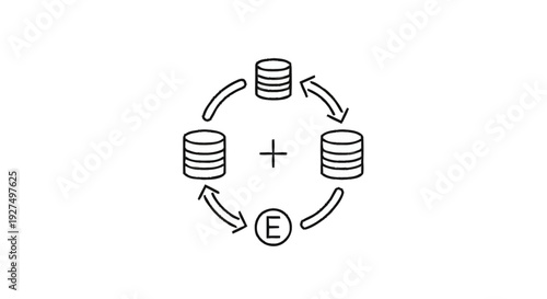 Circular diagram illustrating data flow and processing.