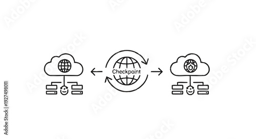 Cloud Computing Network Security and Data Transfer Illustration.