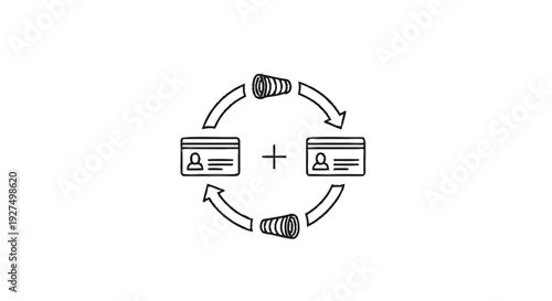 Circular diagram illustrating data transfer between two entities.