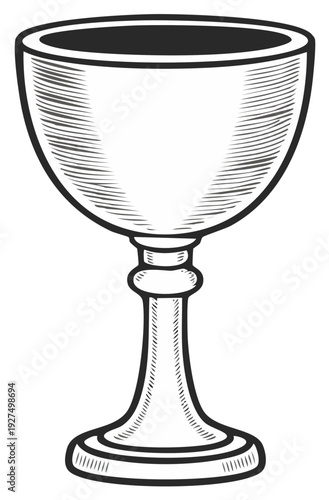 Elegant goblet illustration, vintage engraving style with artistic etched details.