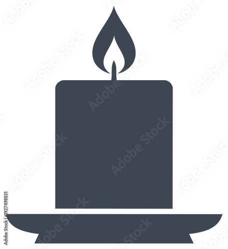 Stylized candle with a lit flame depicted as a dark illustration