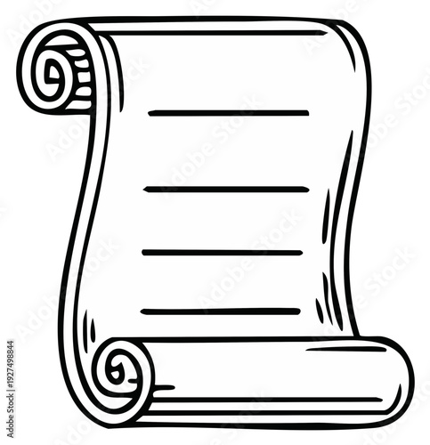 Hand-drawn scroll with lines for text, representing document or decree