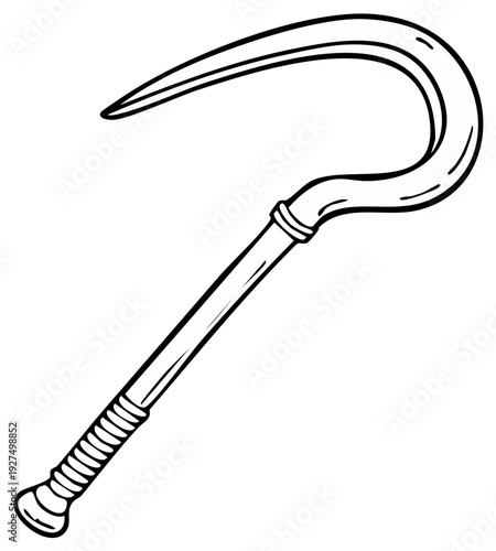 Line art illustration of a khopesh, the ancient Egyptian sickle sword