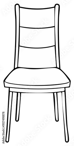 Simple hand drawn outline of a wooden dining chair with a cushioned seat