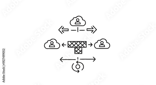 Cloud Computing Network Diagram with User Connections and Data Flow.