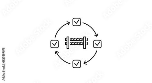 Circular Process with Checkmarks and Center Object.