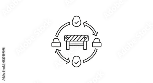 Circular Process with Barrier and Checkmarks.