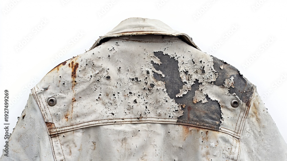 custom made wallpaper toronto digitalWorn white jacket showing signs of weathering on the back with patches of rust and peeling material