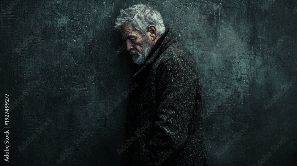 custom made wallpaper toronto digitalMan stands against a dark wall with a solemn expression in a dimly lit space during evening hours