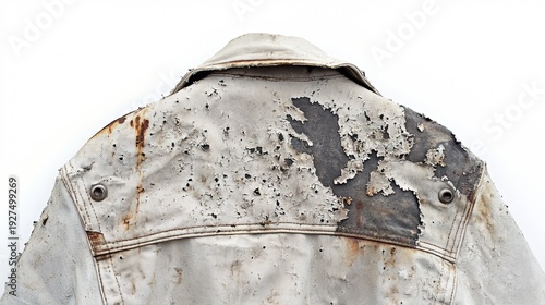 Wallpaper Mural Worn white jacket showing signs of weathering on the back with patches of rust and peeling material Torontodigital.ca