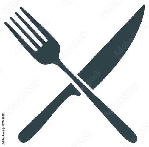 Crossed Silverware Flat Vector Icon, Restaurant Equipment, Dining Setting, Formal Meal Prep, Tableware