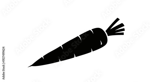 Black silhouette of a fresh carrot on white background