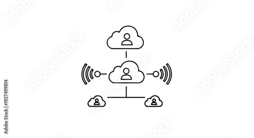 Cloud Computing Network Diagram with User Icons.