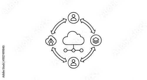 Cloud Computing Network Diagram with User Interaction.