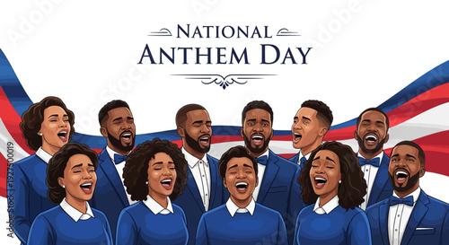 People singing on National Anthem Day in the United States, performing The Star Spangled Banner.