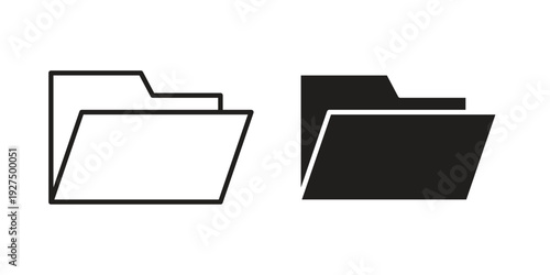 File Folder icon design silhouette and line art style on white background