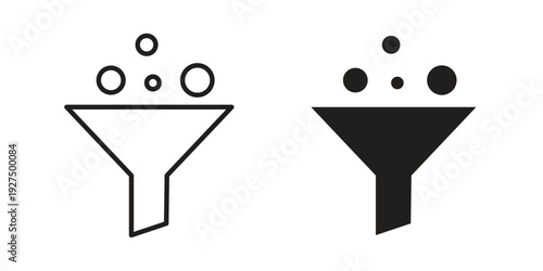 Filter funnel process icon in black solid style. linear symbol.