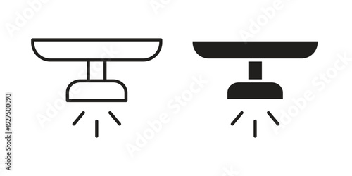 Fire sprinkler system icon in black solid style. linear symbol.