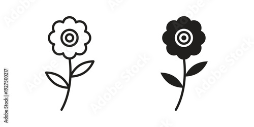 Flowers icon in black solid style. linear symbol.