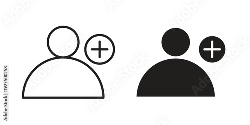 Follow icon in black solid style. linear symbol.