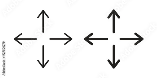 Four directions icon in black solid style. linear symbol.