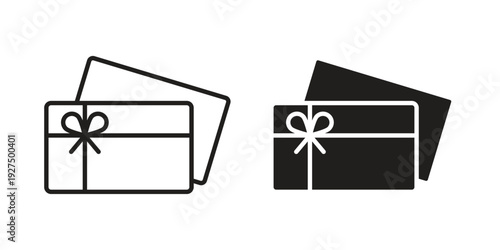 Gift voucher icon in black solid style. linear symbol.