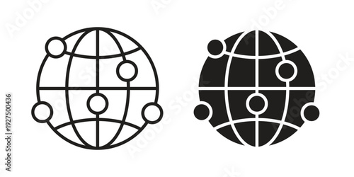 Bild auf Leinwand Global networking icon in black solid style. linear symbol.