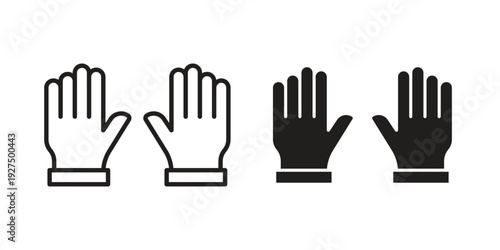 Gloves icon in black solid style. linear symbol.