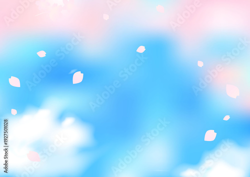 桜の花びら舞う空の背景