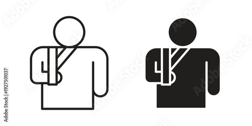 Injured man icon in black solid style. linear symbol.