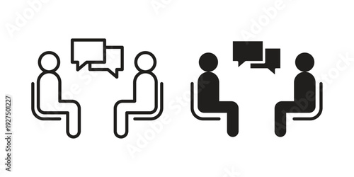 Interview icon in black solid style. linear symbol.