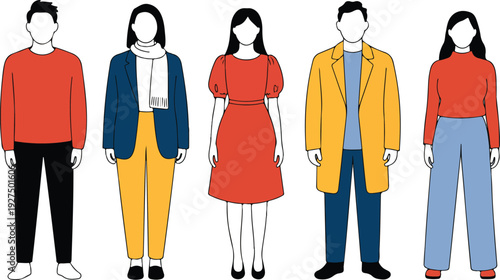 Modern Fashionable People Vector Set  Stylish Men and Women in Casual Urban Outfits