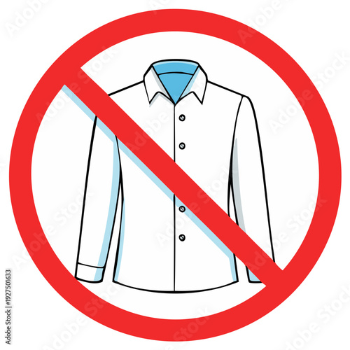 White collared shirt prohibited sign illustration showing dress code rules and restrictions