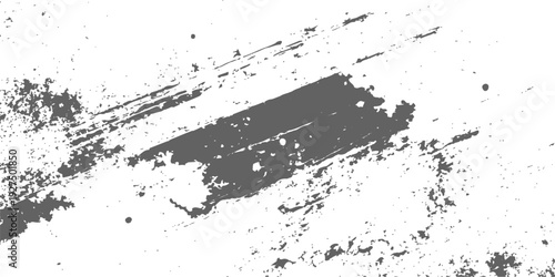 Abstract vector design featuring a dirty black ink splat and liquid paint drip texture with a spray brush splatter pattern on an old paper art frame background