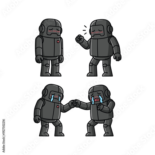 Astronauts showing emotional support and empathy in space with simple design