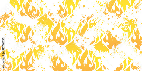 Seamless vector pattern of fiery burning flames in red and orange hues featuring a hot inferno blaze illustration for a warm light design element