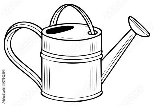 Watering Can Outline Drawing, Gardening Equipment, Horticultural Tool, Container, Isolated Object, Irrigation Equipment, Plant Care