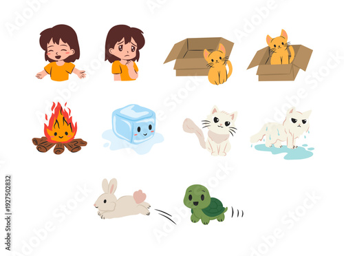 Antonyms Word Illustration Set for School Education