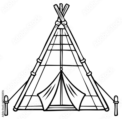 Traditional Indigenous Dwelling Hand Drawn Sketch Icon Symbolizing Shelter Outdoors