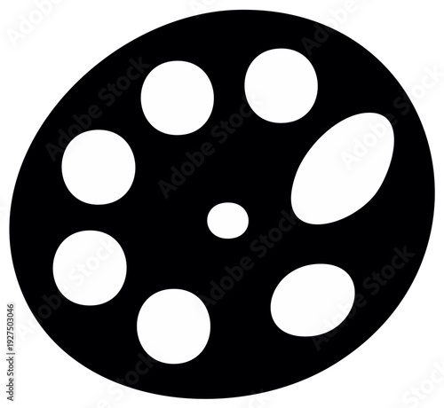 Classic film reel icon for movie cinema production and media entertainment symbol design