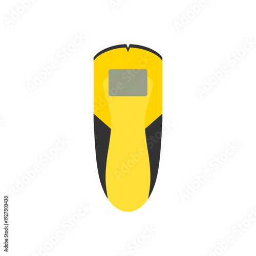 stud finder flat design vector illustration isolated on white background. precision sensors precision spacing of the LEDs, live voltage detector tester, built in bubble level, integrated ruler