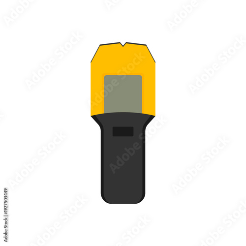 stud finder flat design vector illustration isolated on white background. precision sensors precision spacing of the LEDs, live voltage detector tester, built in bubble level, integrated ruler