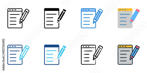 Blog Post icons set multiple style collection. Editable stroke 
