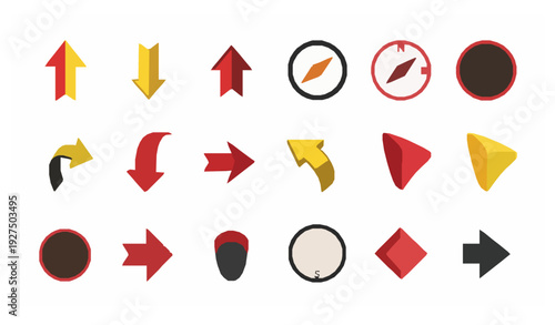 Modern map direction indicator arrow vector set