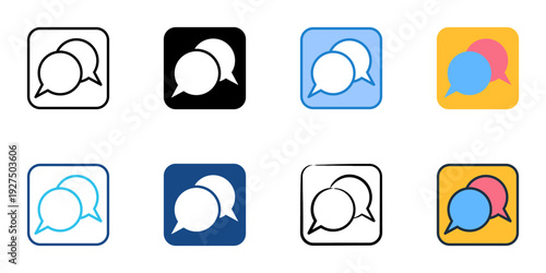 Messaging App icons set multiple style collection. Editable stroke 
