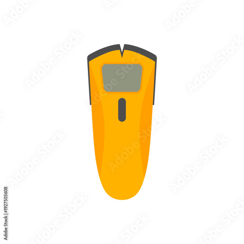stud finder flat design vector illustration isolated on white background. precision sensors precision spacing of the LEDs, live voltage detector tester, built in bubble level, integrated ruler