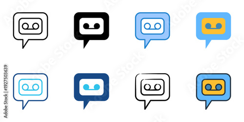 Voicemail icons set multiple style collection. Editable stroke 
