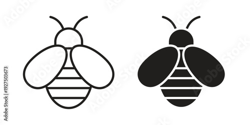 Ladybug icon in black solid style. linear symbol.