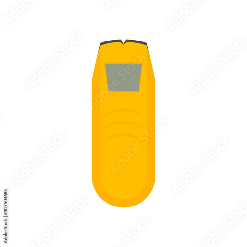 stud finder flat design vector illustration isolated on white background. precision sensors precision spacing of the LEDs, live voltage detector tester, built in bubble level, integrated ruler