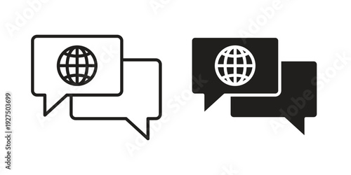 Language icon in black solid style. linear symbol.